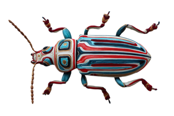 Colorful bug with intricate patterns isolated on transparent background