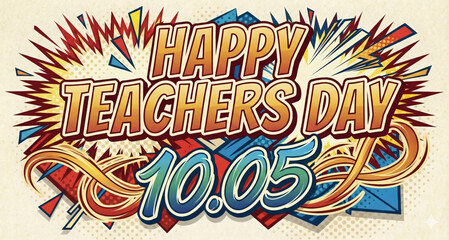 A colorful pop art style illustration for happy teachers day celebration