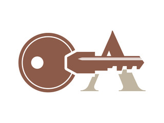 Initial Letter A House Key Icon, Modern Real Estate Logo Design