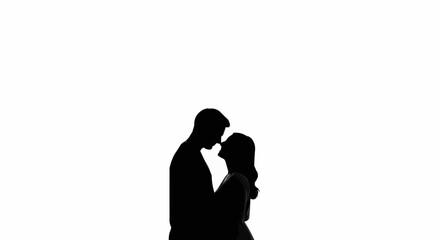 Silhouette of a loving couple embracing each other in a tender moment.