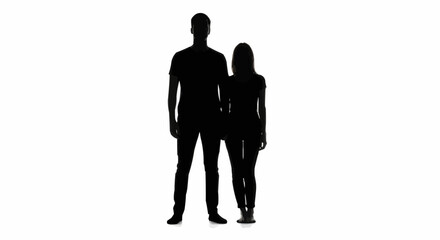 Silhouetted Couple Standing Together in a Studio Setting.