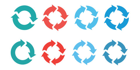 A versatile collection of colorful circular arrow icons representing cycles, processes, and workflows