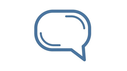 Naklejka premium Simple blue outline icon of a speech bubble or chat balloon for communication, message, or comment