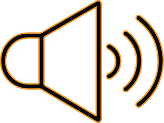 Simple outline icon of a speaker emitting sound waves