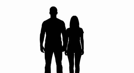 Silhouette of a man and a woman standing side by side.