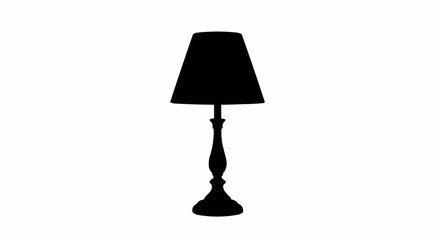 Black silhouette of a classic table lamp isolated on white.