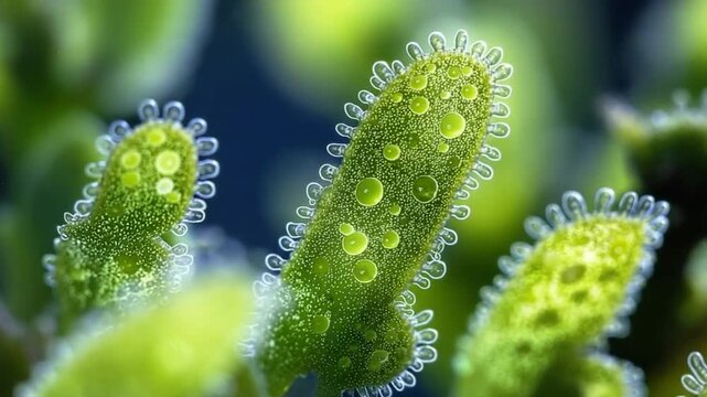 microscopic view of green algae in laboratory study video