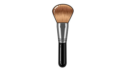 Professional makeup brush with soft bristles and sleek black handle on white background

