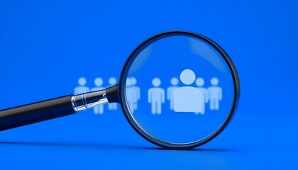 Exploring social connections through magnifying glass digital art blue background conceptual view