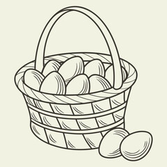 Fototapeta premium Basket of eggs illustration