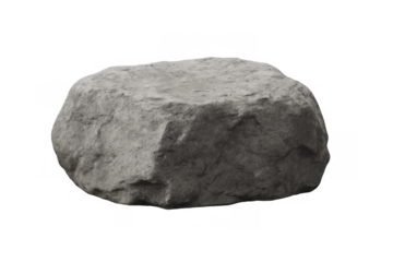 Gray rock podium isolated on transparent background for product display and natural elements