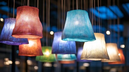 modern textile manufactory, led lamps