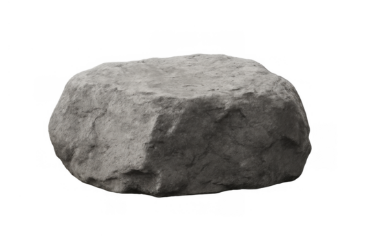 Gray rock podium isolated on transparent background for product display and natural elements