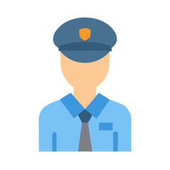 Flat vector icon of a police officer character illustration