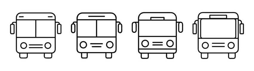 Vector outline bus illustration set public transportation vehicle design element top view buses drawing