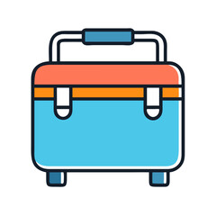 Flat design of a portable cooler isolated on black