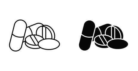 Medicine of pills and capsules icon graphic design. Vector icon illustrations