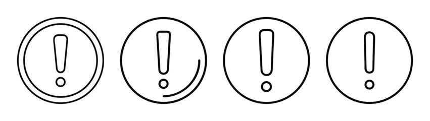 Exclamation point vector graphic set, warning attention error sign symbol icon illustration, danger alert design