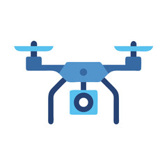 Isolated blue drone icon on black background illustration