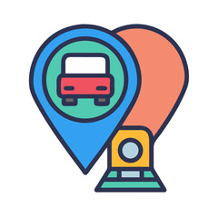 Car location pointer icon on map, destination marker