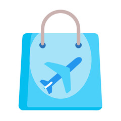 Travel themed shopping bag flat icon graphic design