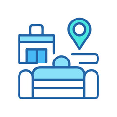 Icon set representing location services in a flat design