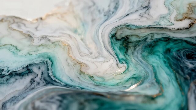 Abstract swirling patterns with teal and gold
