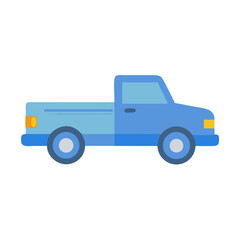 Minimalist blue pickup truck on black background vector art