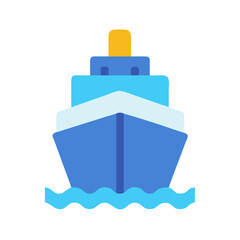 Stylized ship on water flat icon vector design