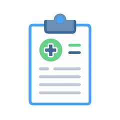 Medical clipboard icon with health check mark on white