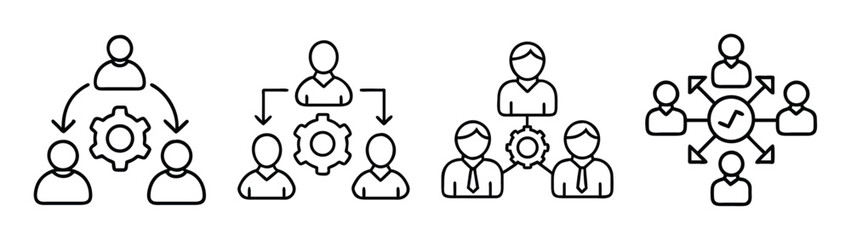 Teamwork collaboration process management workflow organization structure and hierarchy concept diagram
