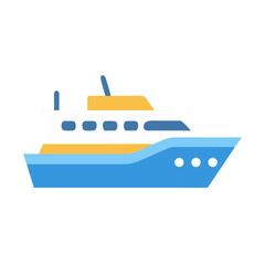 Flat vector illustration of a modern yacht on black background