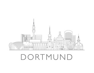 Fototapeta premium Dortmund Germany cityscape illustration skyline drawing