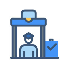 Graduation day vector icon with student and luggage