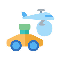 Simple flat design style of vehicle icons for children