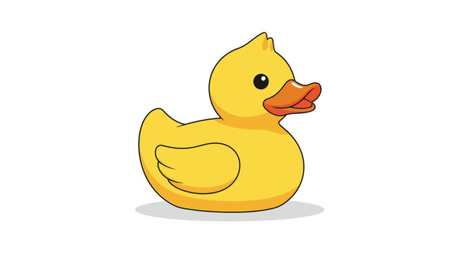 Cartoon Yellow Rubber Duck with Orange Beak and Black Eyes.