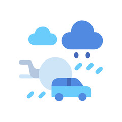 Car and airplane icon in rainy weather conditions graphic