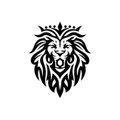 Obraz premium Majestic Lion Heraldry Emblem A Black and White Symbol of Strength and Authority with Crown