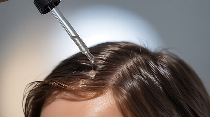 Dropper Applying Serum To Scalp For Hair Treatment graphic design
