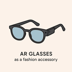 Stylish AR glasses depicted as a trendy fashion accessory in a minimalist design