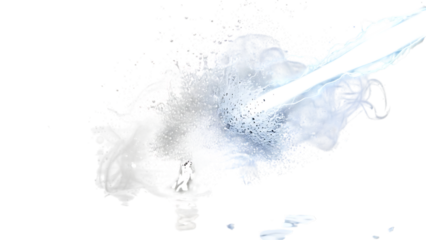 Abstract blue and white smoke isolated on transparent background