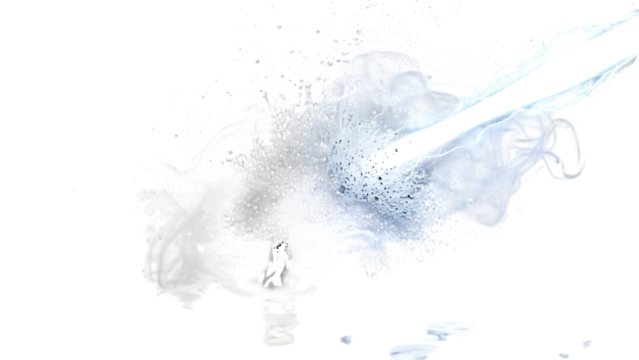 Abstract blue and white smoke isolated on transparent background