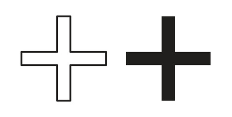 Fototapeta premium Plus icon with line and silhouette versions.