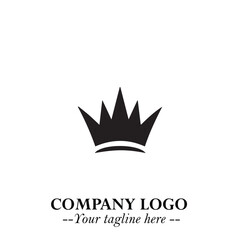Elegant Black Crown Logo Symbol on a Clean White Background for Premium Branding Design