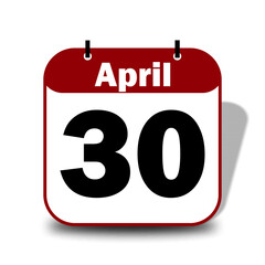 30 April Date Calendar 