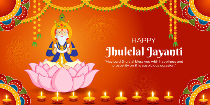 Vector illustration of Happy Jhulelal Jayanti social media template