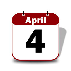 4 April Date Calendar 