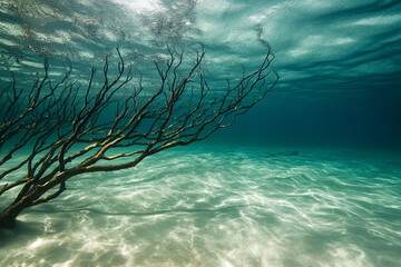 The hypnotic sway of submerged branches following the current  