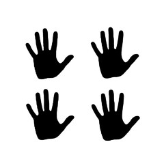 Obraz premium Four black handprints on a white background, isolated on white background