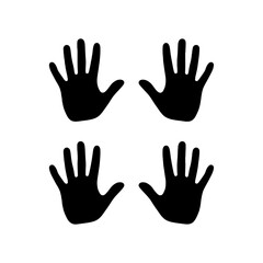Obraz premium Four black handprints in a square pattern, isolated on white background